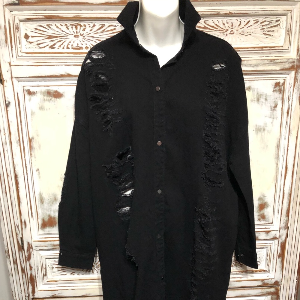 Black Casual Denim Shirt Jacket S, Denim Jacket